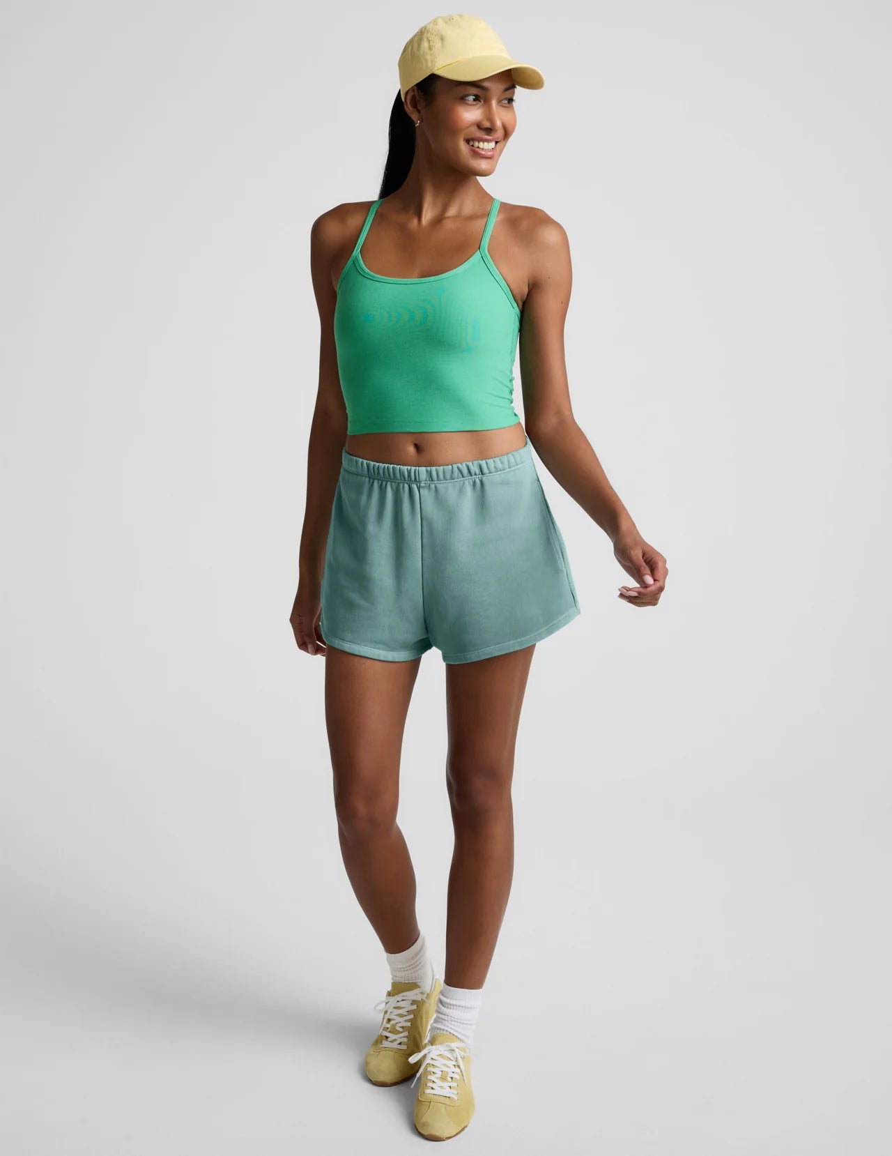 Spacedye Slim Racerback Cropped Tank - Bright Emerald Heather-Beyond Yoga-Happy on Main