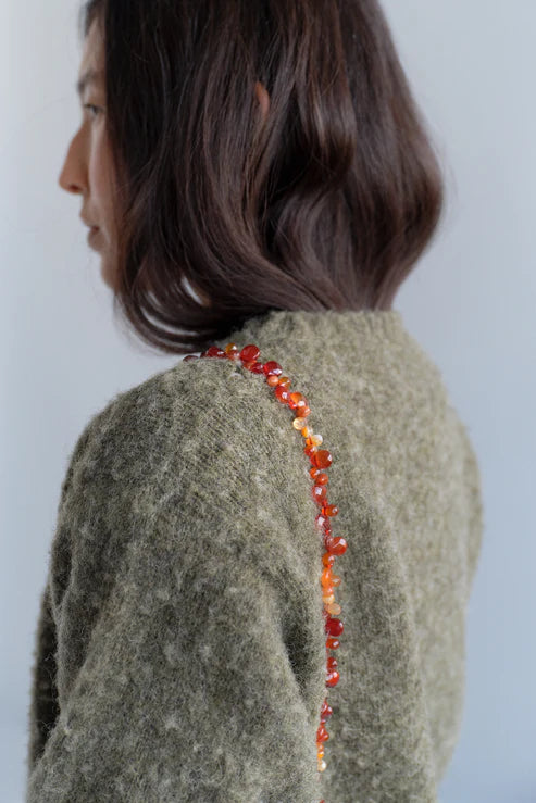 Faceted Gemstone Crossbody - Genuine gemstone, 100% nylon cord, Plated copper alloy.