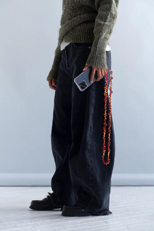 Faceted Gemstone Crossbody - Genuine gemstone, 100% nylon cord, Plated copper alloy