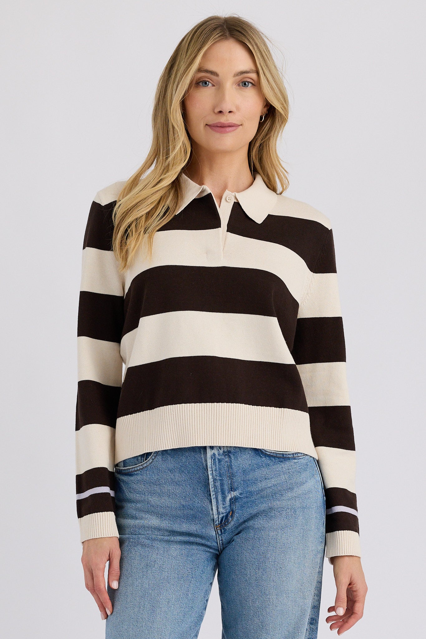 Shawn Polo - Cream Combo-Stitches + Stripes-Happy on Main