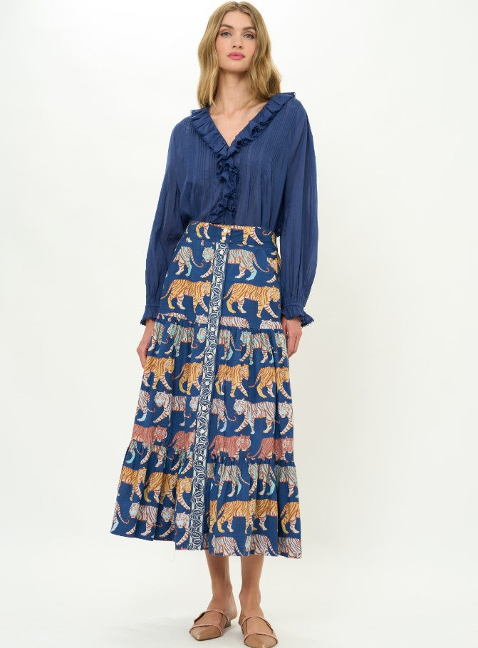 Button Front Skirt-Skirts-Happy on Main