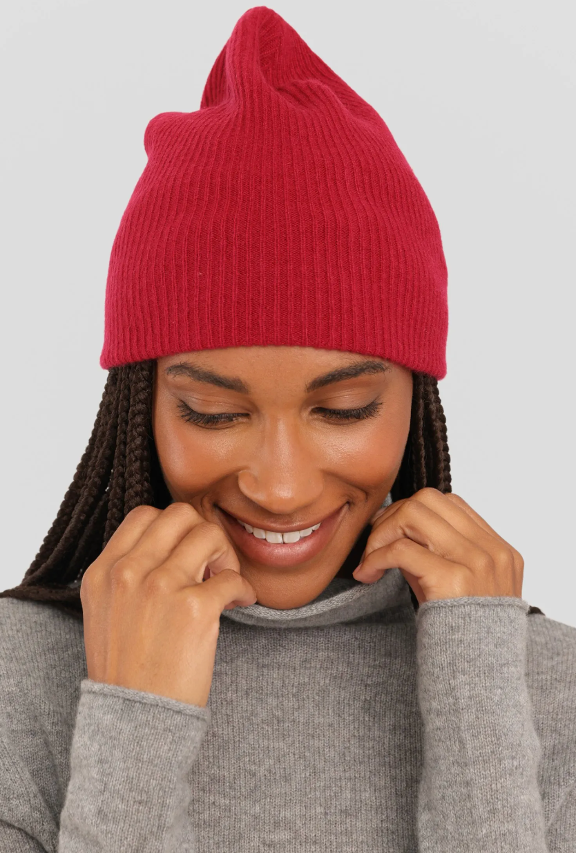 100% Cashmere Easy Ribbed Beannie-Alashan Cashmere-Happy on Main