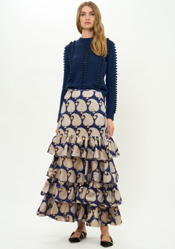 Ruffle Maxi Skirt - Agra Navy-Oliphant-Happy on Main
