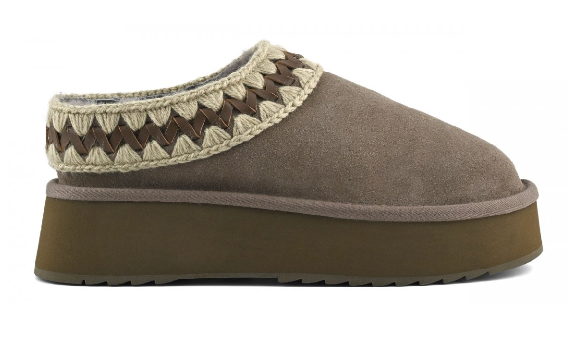 Platform Clog Suede Leather Stitching - Elephant Grey-Circolo Showroom (Olarte-Foussard)-Happy on Main
