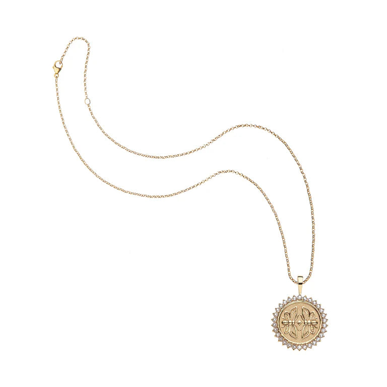 SISTERS Forever Petite Embellished Coin Pendant - Gold / 16-18" Classic Rolo Chain-Jane Win-Happy on Main