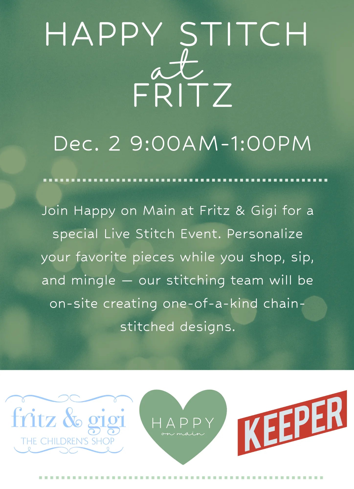 Happy Stitch at Fritz & Gigi, 12/2-Happy on Main-Happy on Main