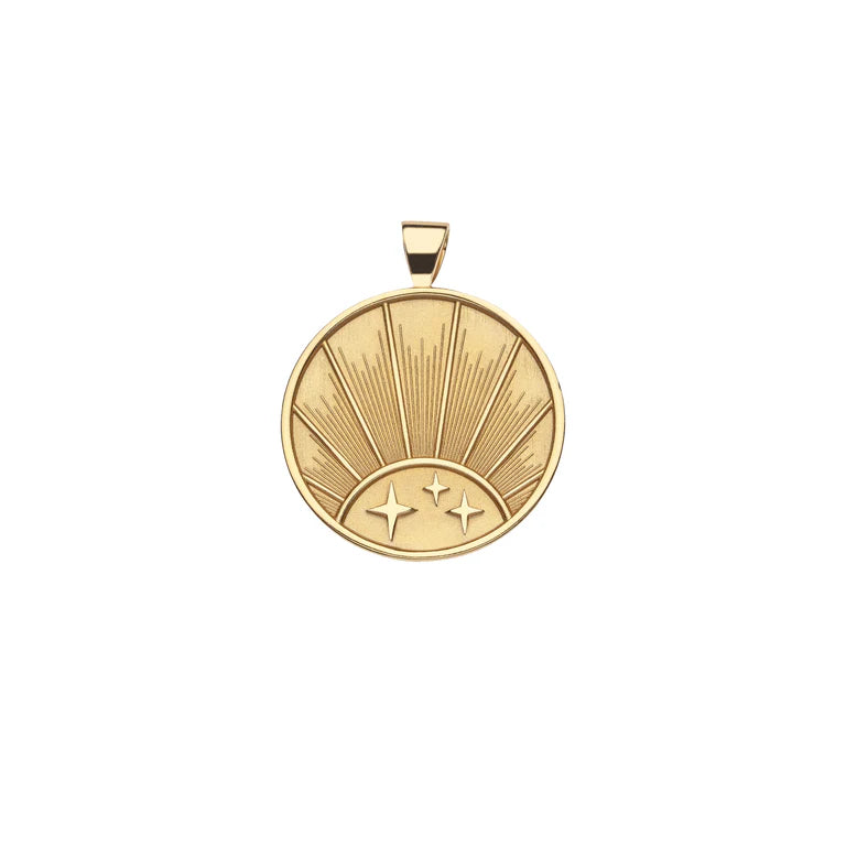 STRONG JW Small Pendant Coin (Rising Sun) - 16-18" Classic Rolo Chain-Jane Win-Happy on Main