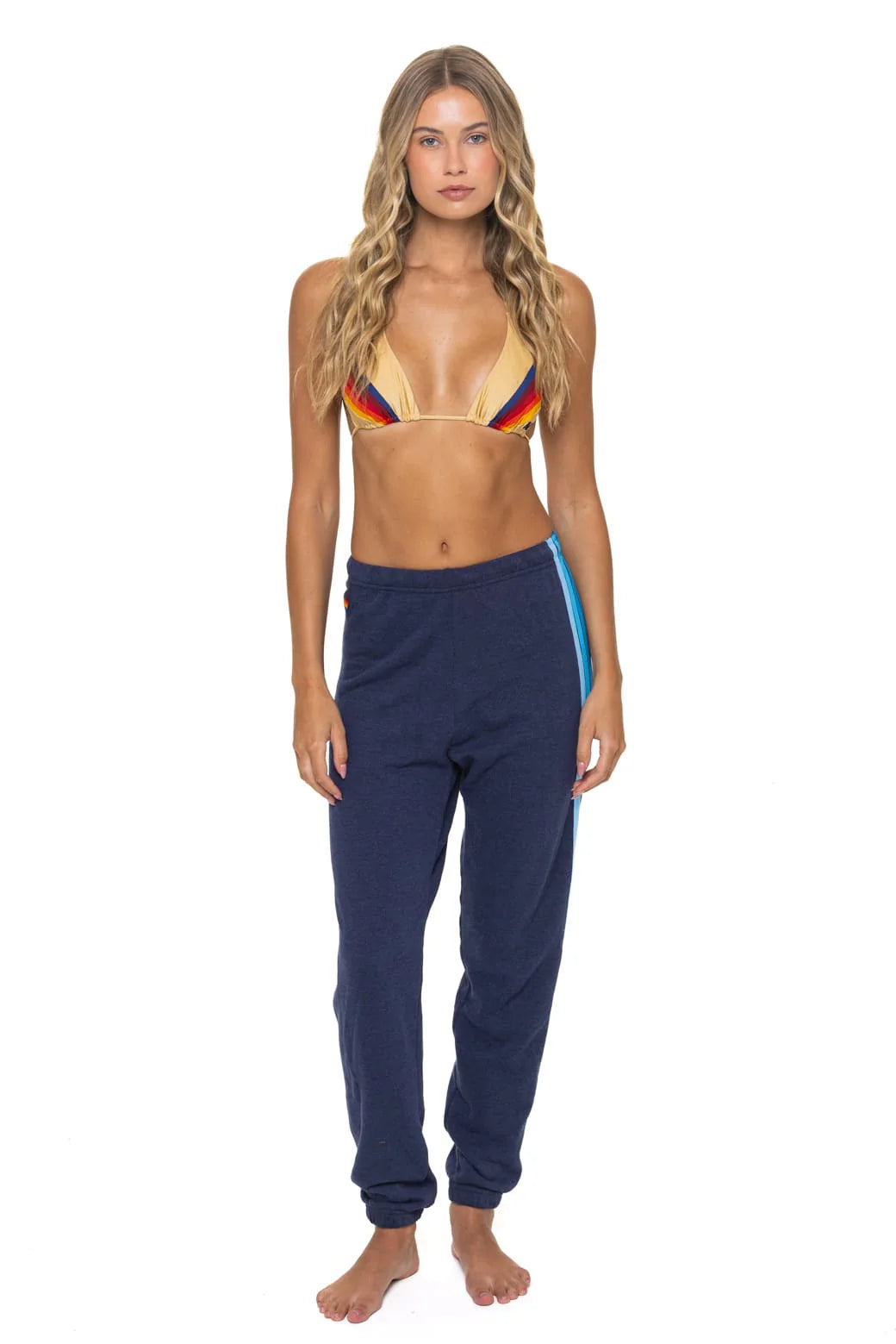 5 Stripe - Womens Sweatpant - Navy/Blue-Aviator Nation-Happy on Main
