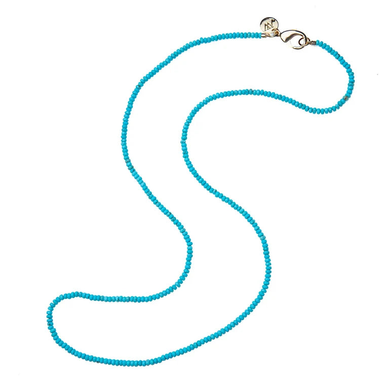Double Wrap Diamond Cut Beaded Necklace in Turquoise-Jane Win-Happy on Main