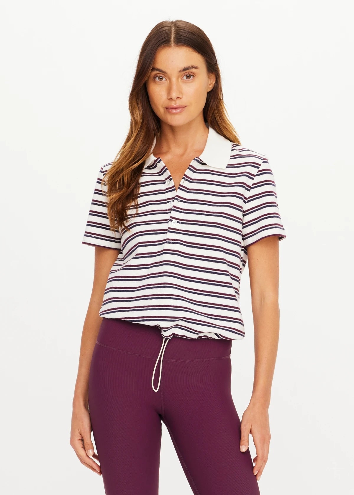 Sophie Cropped Polo Shirt - Stripe-The Upside-Happy on Main