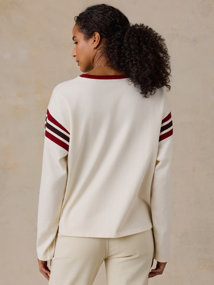 Sport Jersey Throwback LS Tee - Antique White Varsity-Faherty-Happy on Main