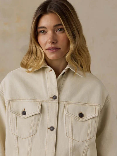 Driftwood Denim Jacket - Almond Milk-Faherty-Happy on Main