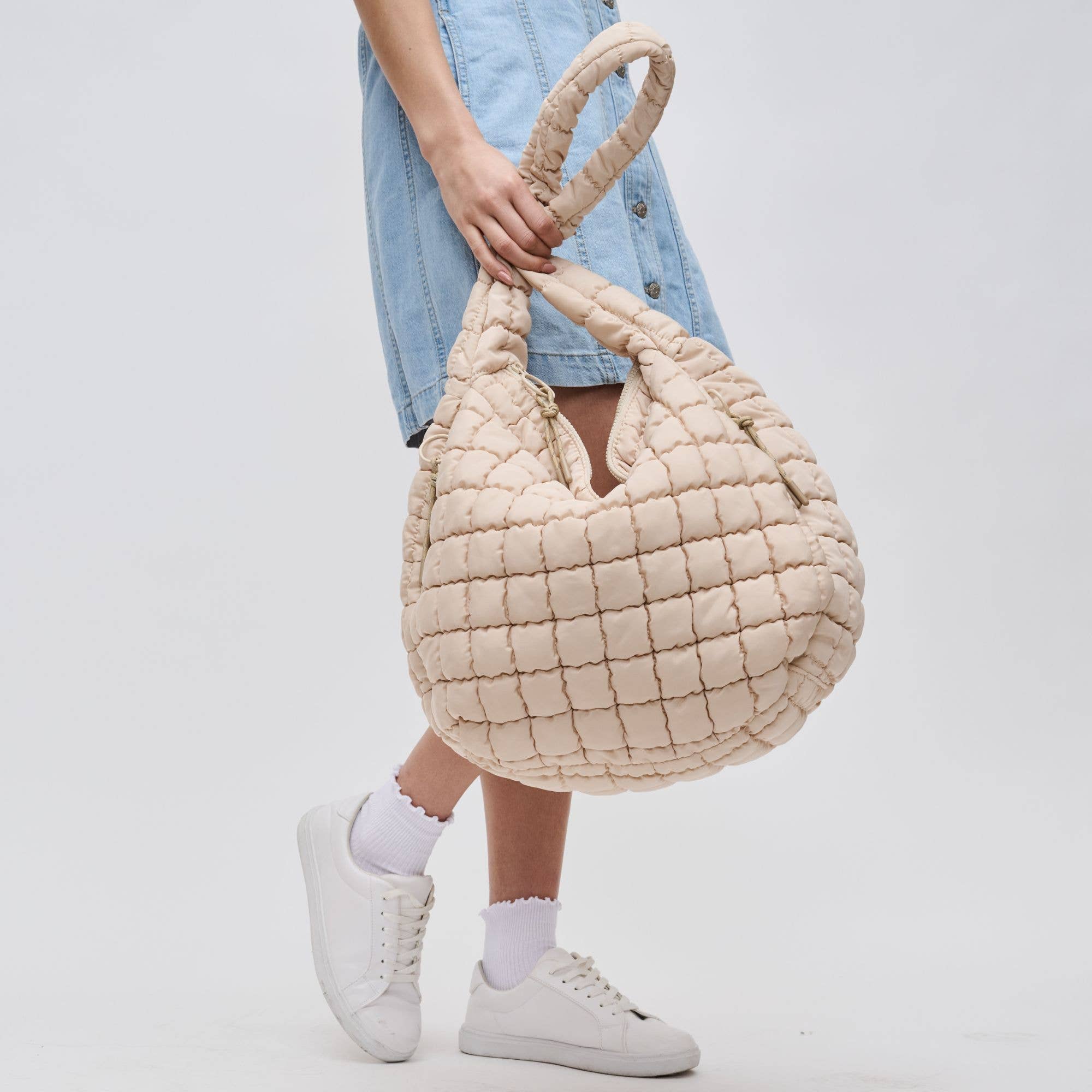 Revive - Quilted Puffer Nylon Hobo-Handbags-Happy on Main