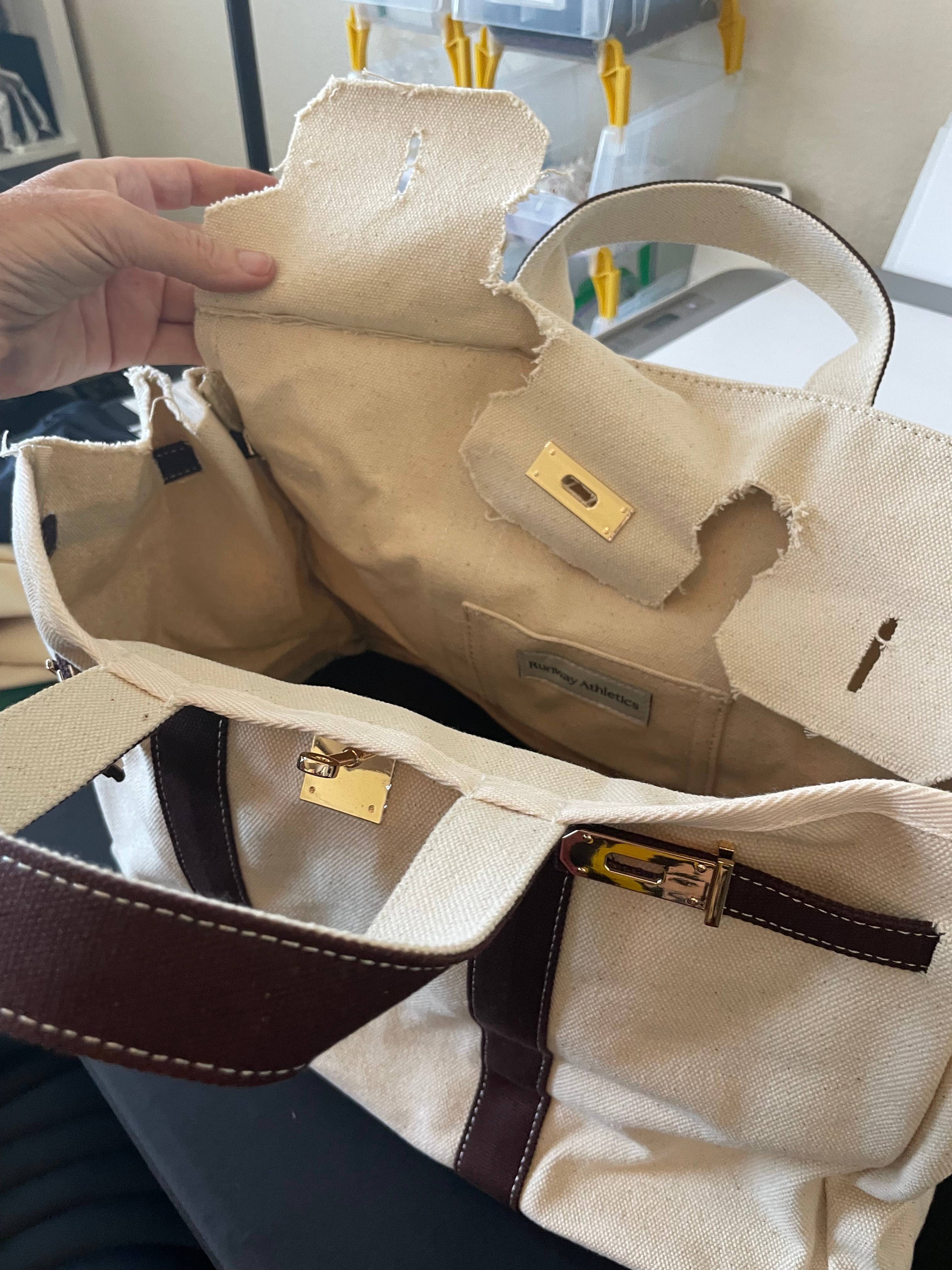 Canvas Tote Bag - Chocolate Brown Trim -Runway Athletics-Happy on Main