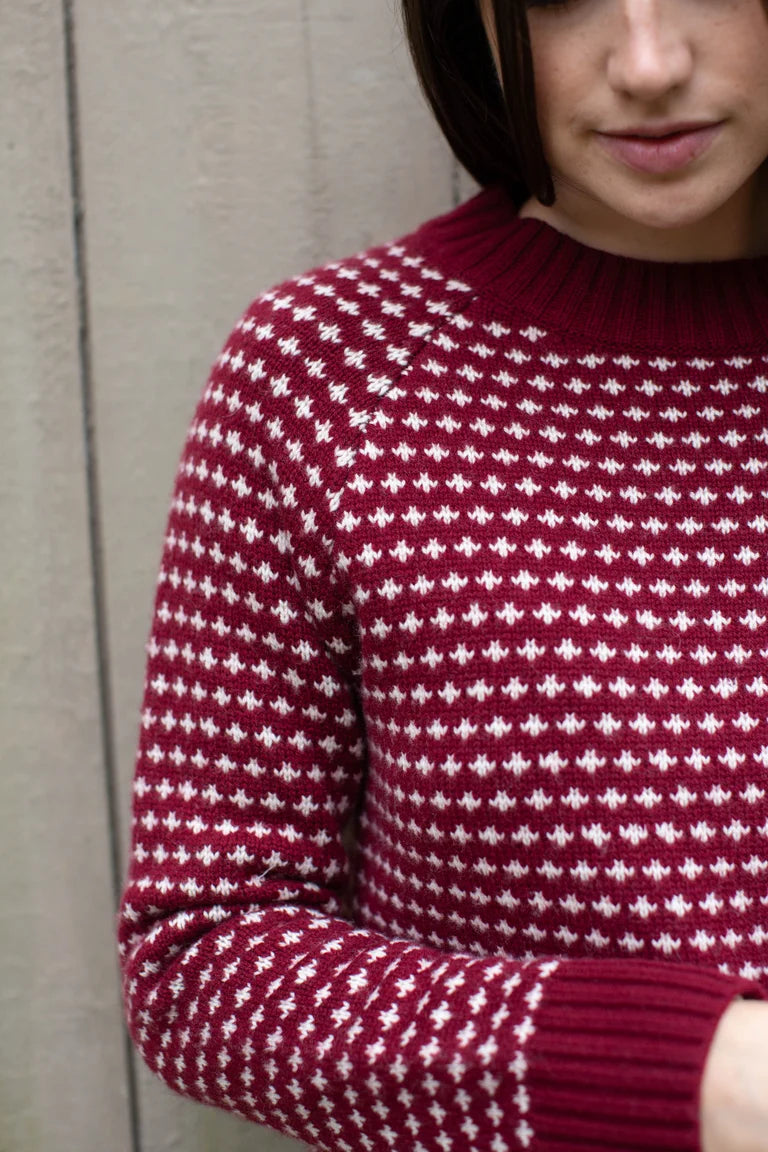 Lodge Sweater - Burgundy/Ivory Birdseye-Marea-Happy on Main