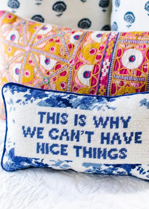 Nice Things Needlepoint Pillow-Furbish Studio-Happy on Main