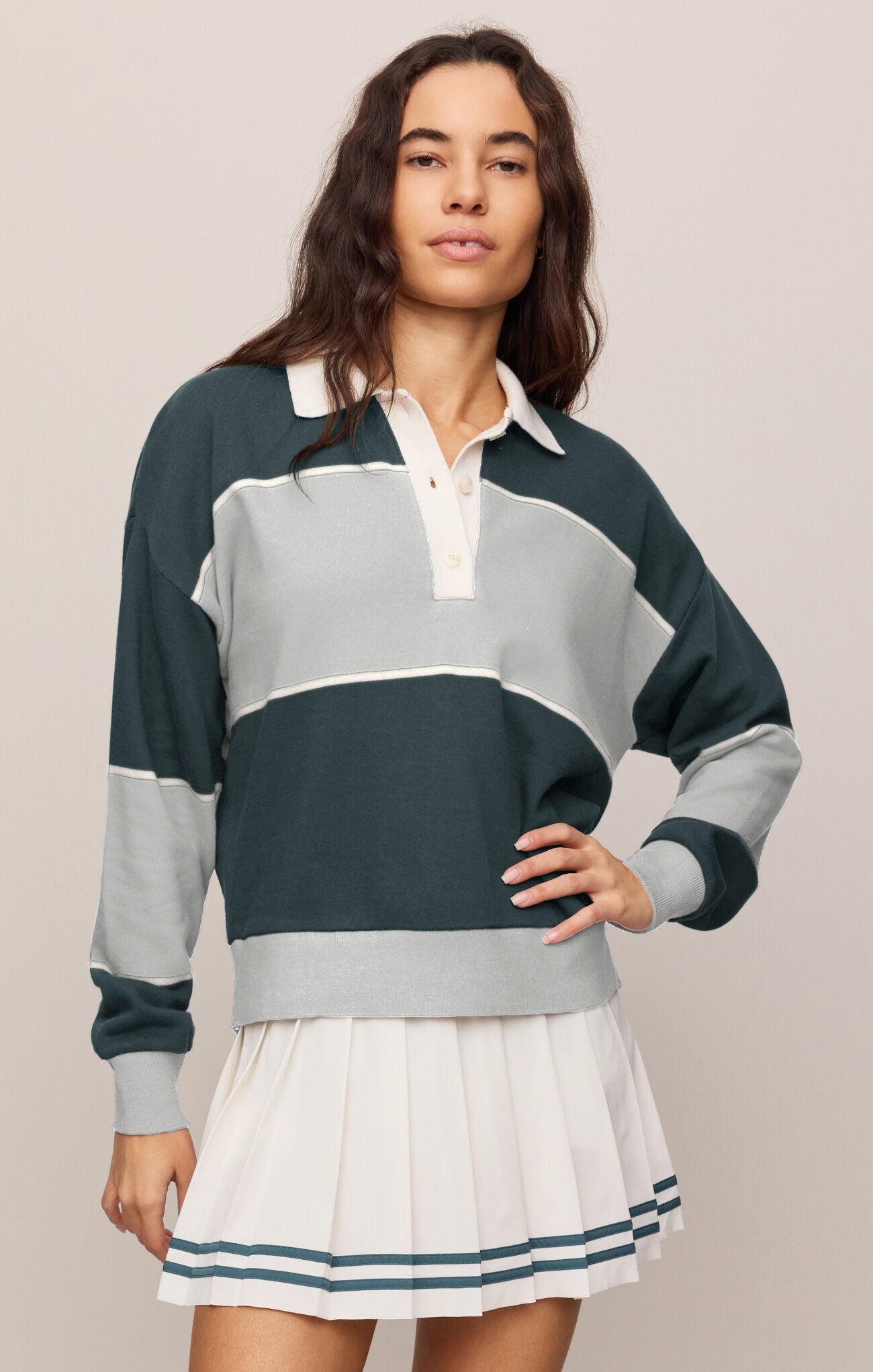 Study Break Polo Sweatshirt - Feather Grey-Z Supply-Happy on Main