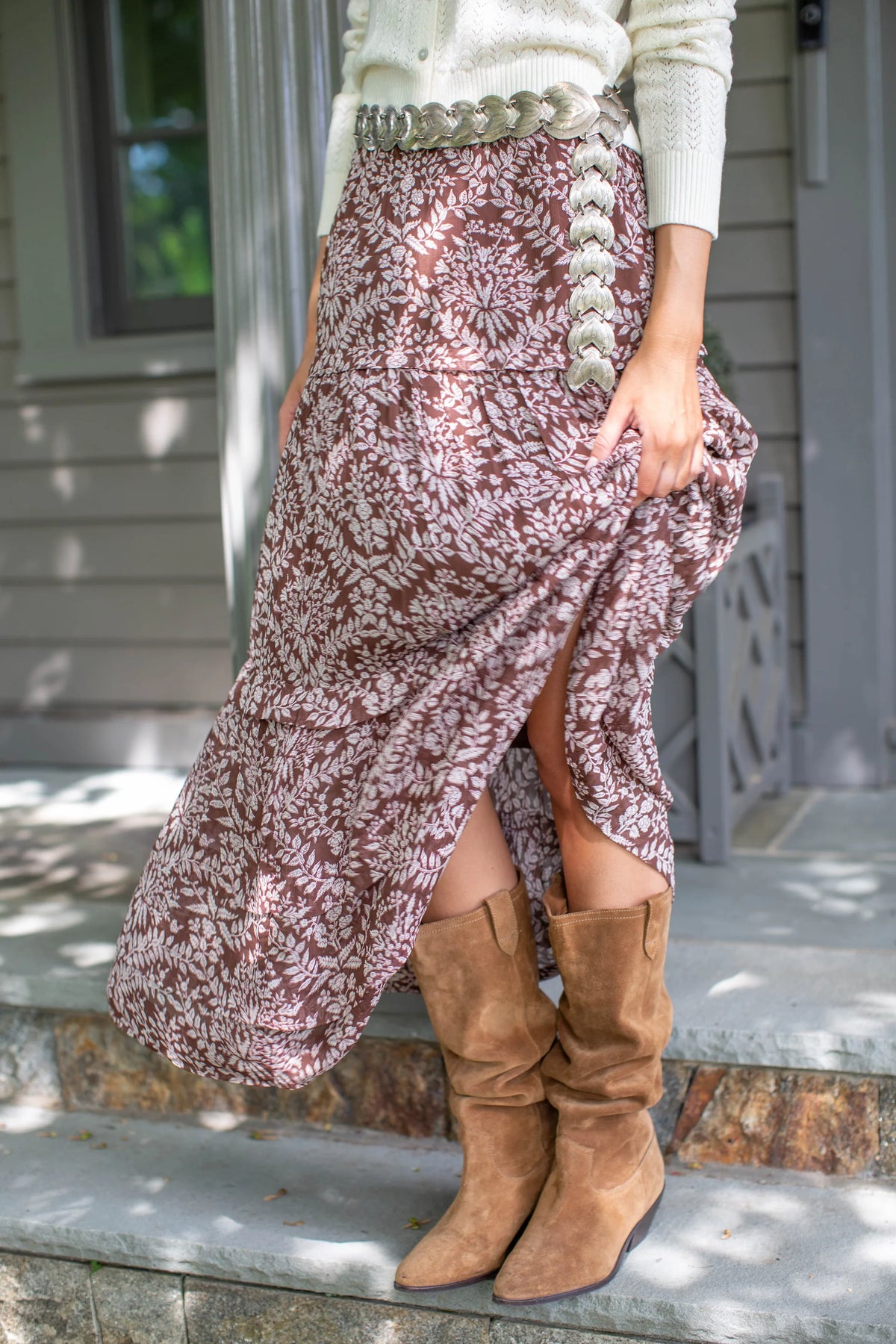 Brooklyn Skirt - Chocolate Lace Floral-Marea-Happy on Main