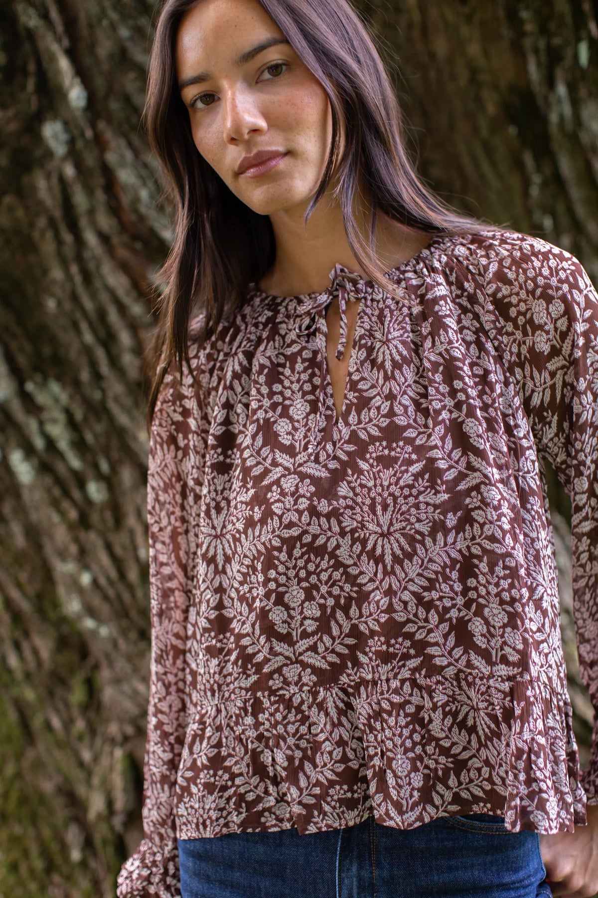 Audra Top - Chocolate Lace Floral-Marea-Happy on Main