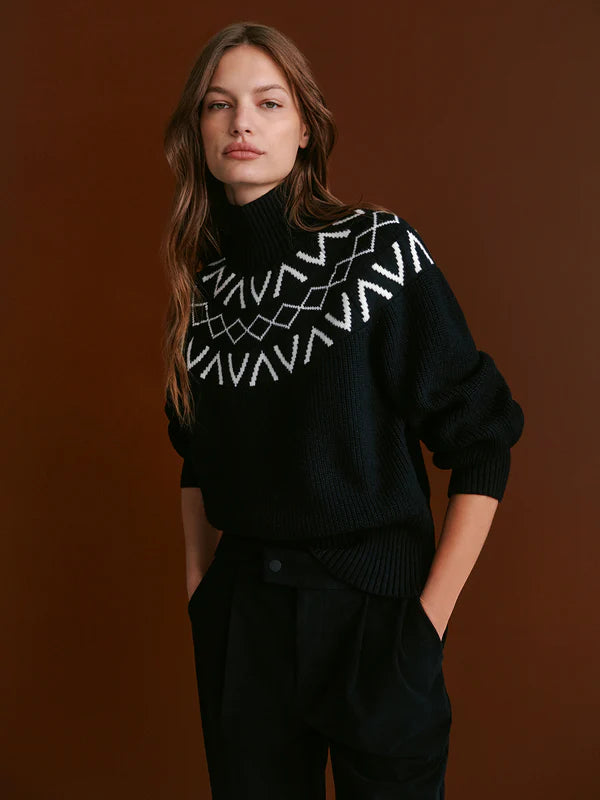 Marcie Fairisle Yoke Knit - Black-Varley-Happy on Main