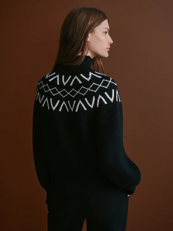 Marcie Fairisle Yoke Knit - Black-Varley-Happy on Main