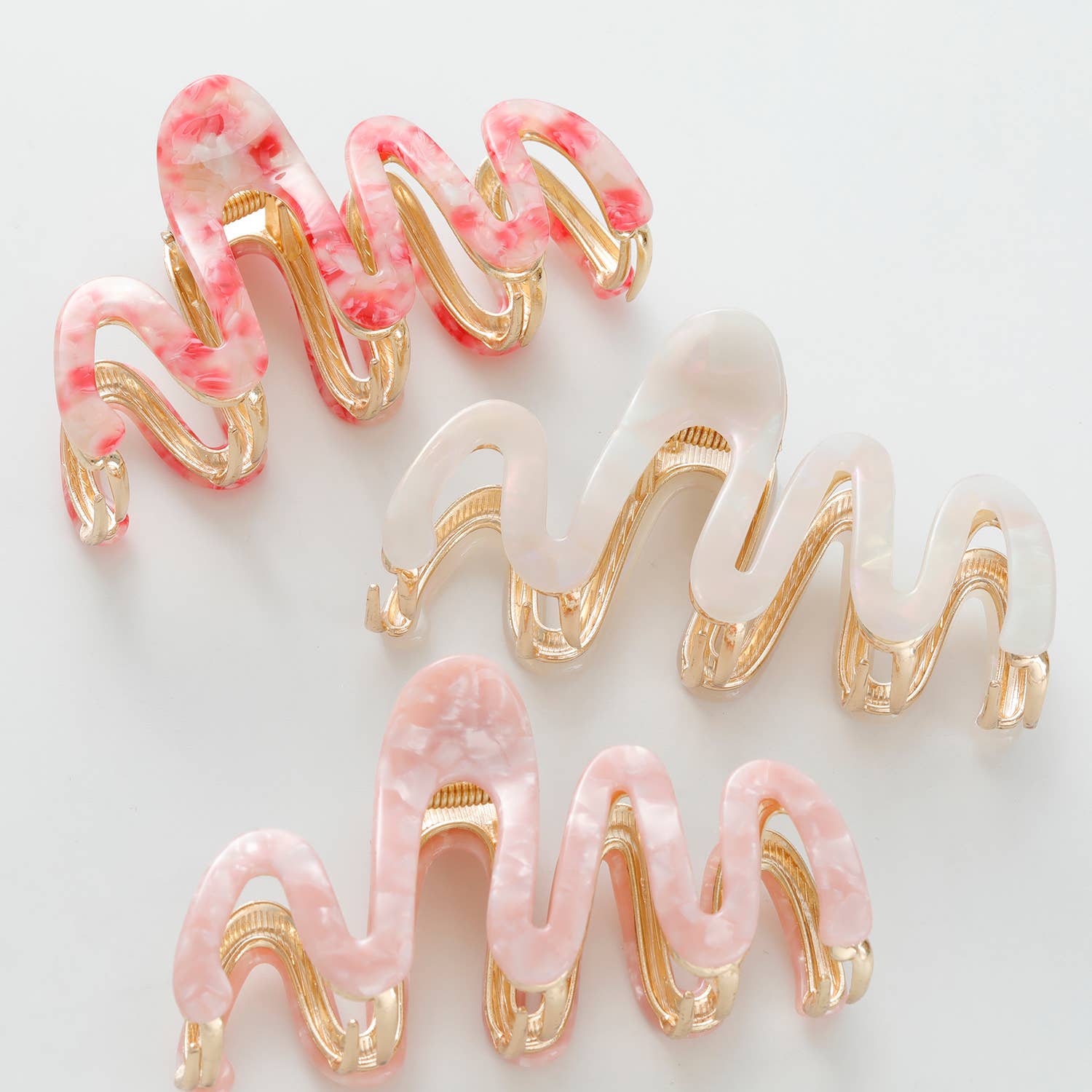 Willow Rosé | Large Squiggle Metal Claw Clip-Misc Accessories-Happy on Main