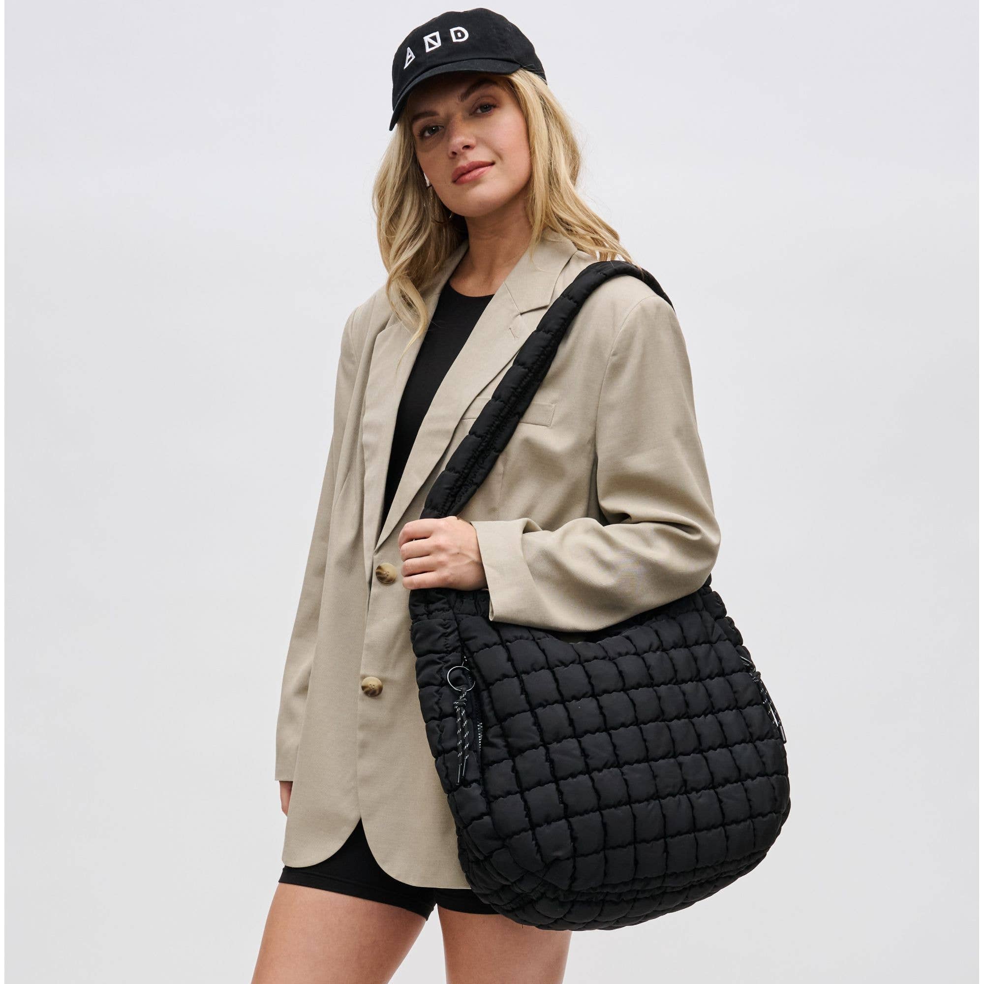 Revive - Quilted Puffer Nylon Hobo-Handbags-Happy on Main