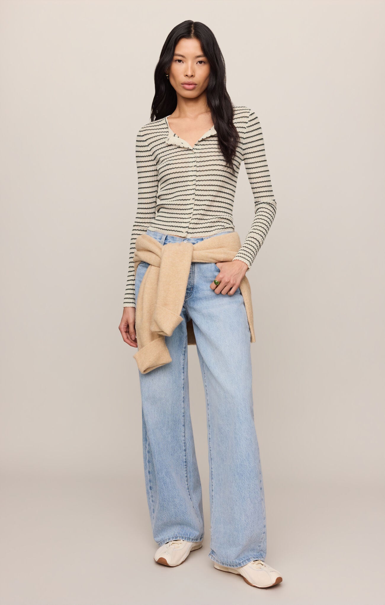 Rosanna Stripe Sweater Top - Chalk-Z Supply-Happy on Main