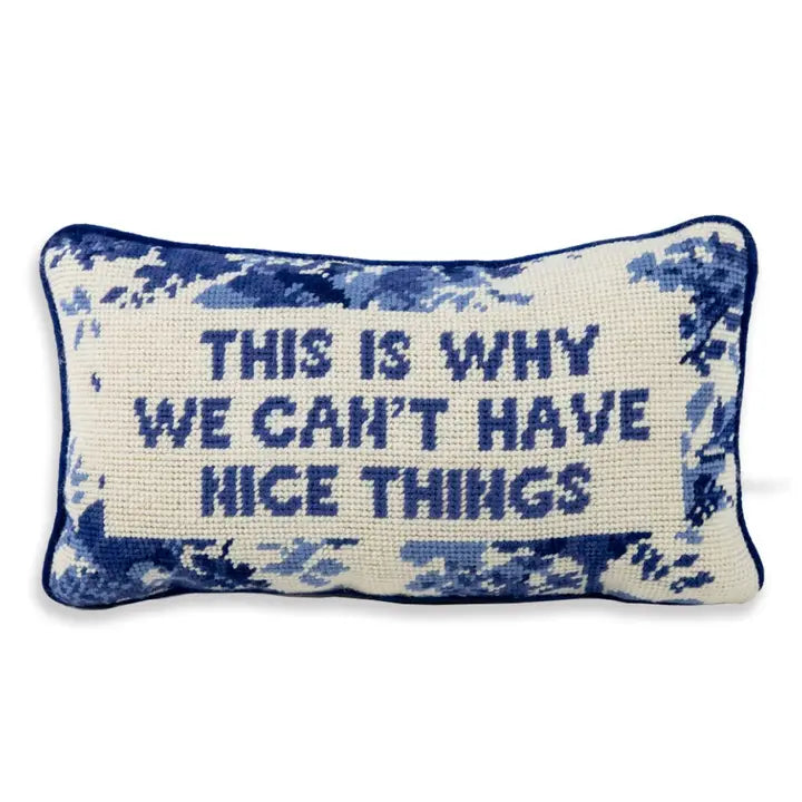 Nice Things Needlepoint Pillow-Furbish Studio-Happy on Main