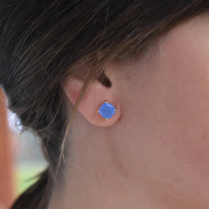 Emmy Studs - Aqua Chalcedony-Elli Parr-Happy on Main