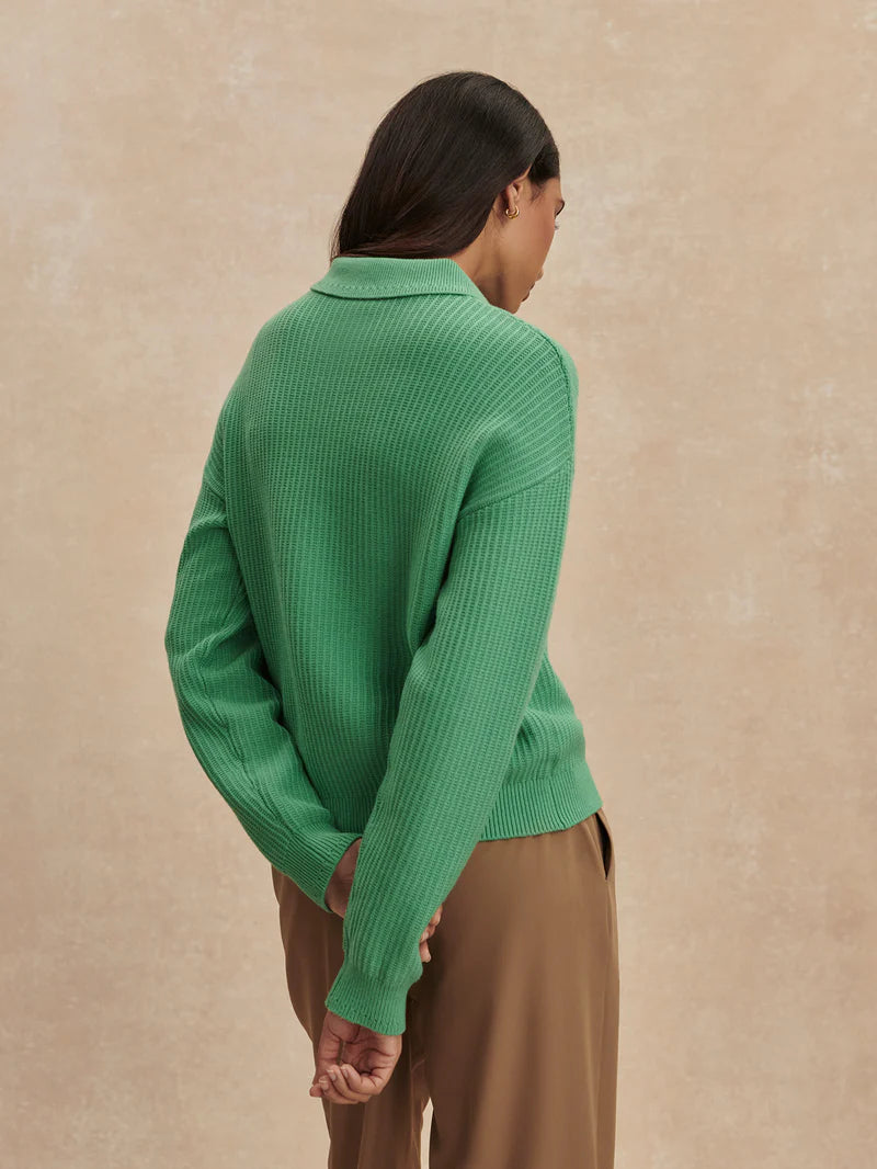 Marlie Polo Knit Sweater - Green Spruce-Varley-Happy on Main