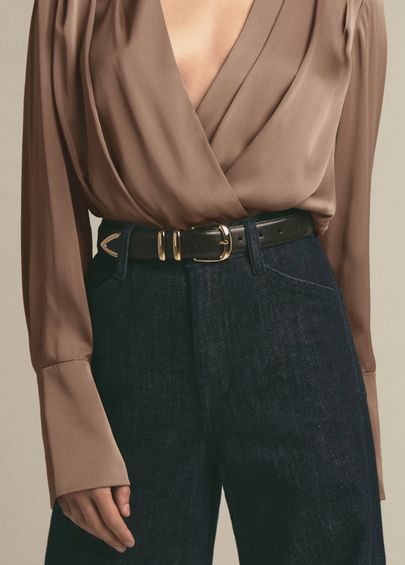The Jordan Belt - Dark Brown/ Gold-Favorite Daughter-Happy on Main