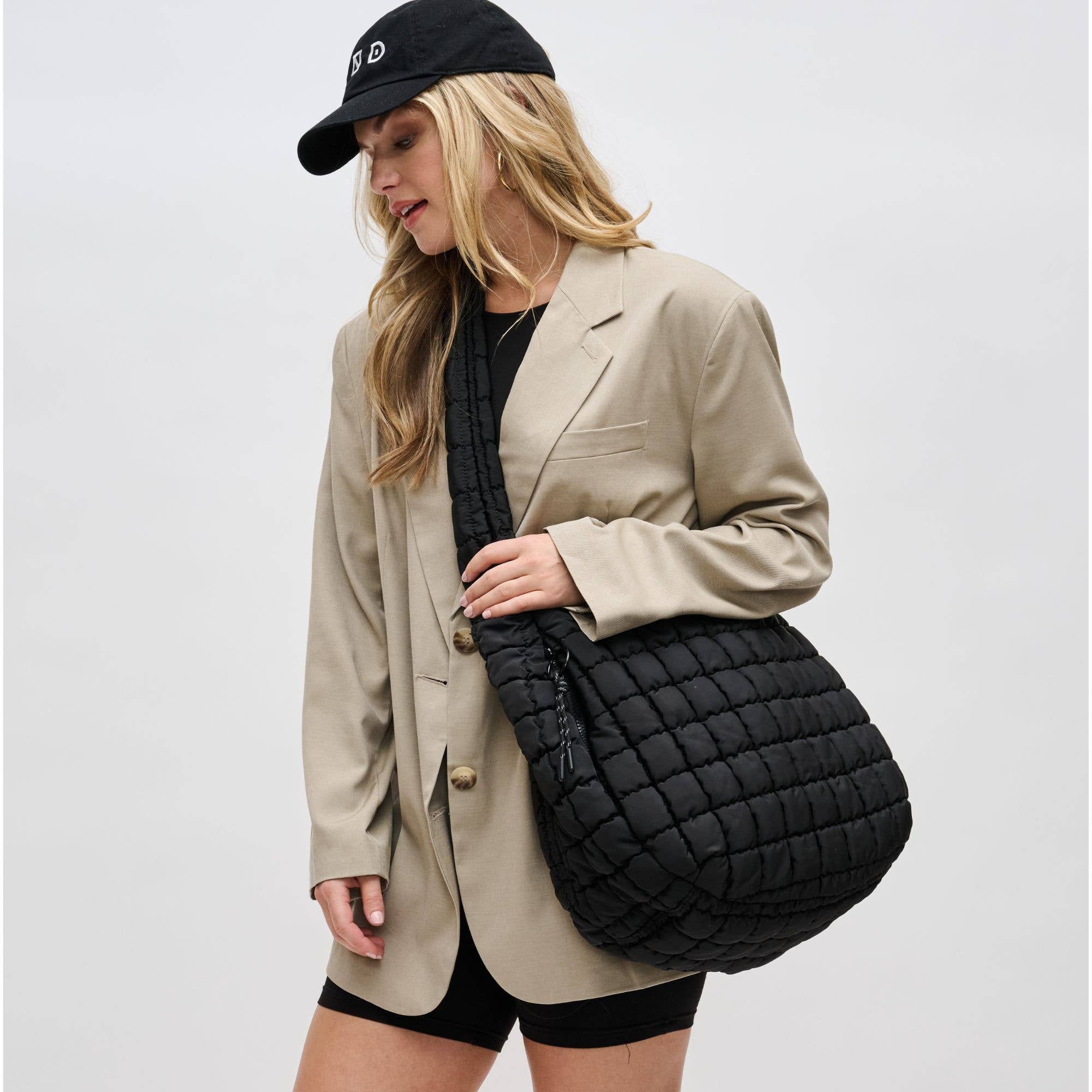 Revive - Quilted Puffer Nylon Hobo-Handbags-Happy on Main