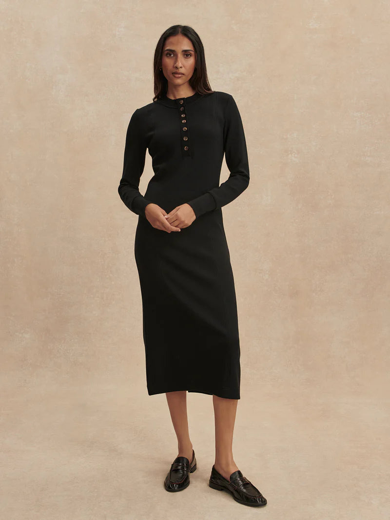 Abriella Midi Dress - Black-Varley-Happy on Main