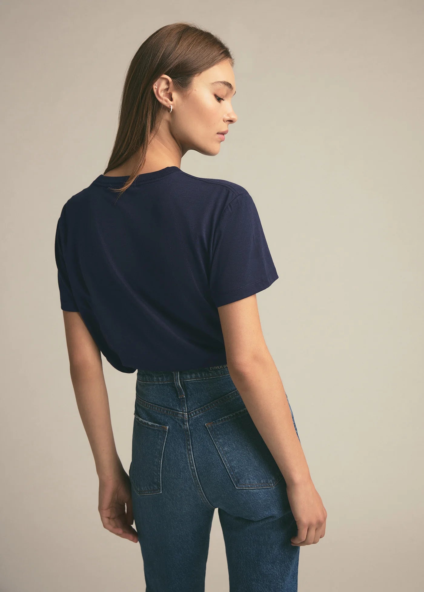 Favorite Sister Cropped Collegiate Tee - Navy-Favorite Daughter-Happy on Main