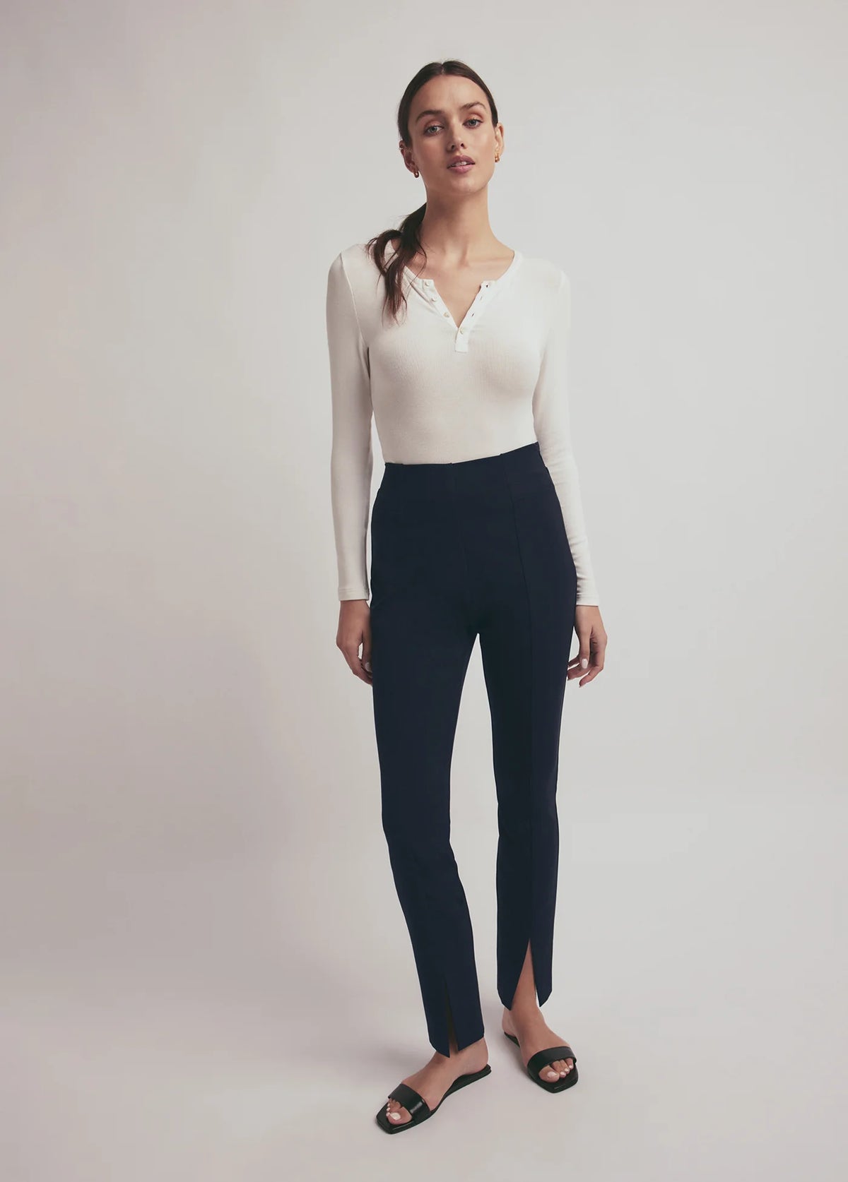 The Henley Ribbed Long Sleeve - White-Favorite Daughter-Happy on Main