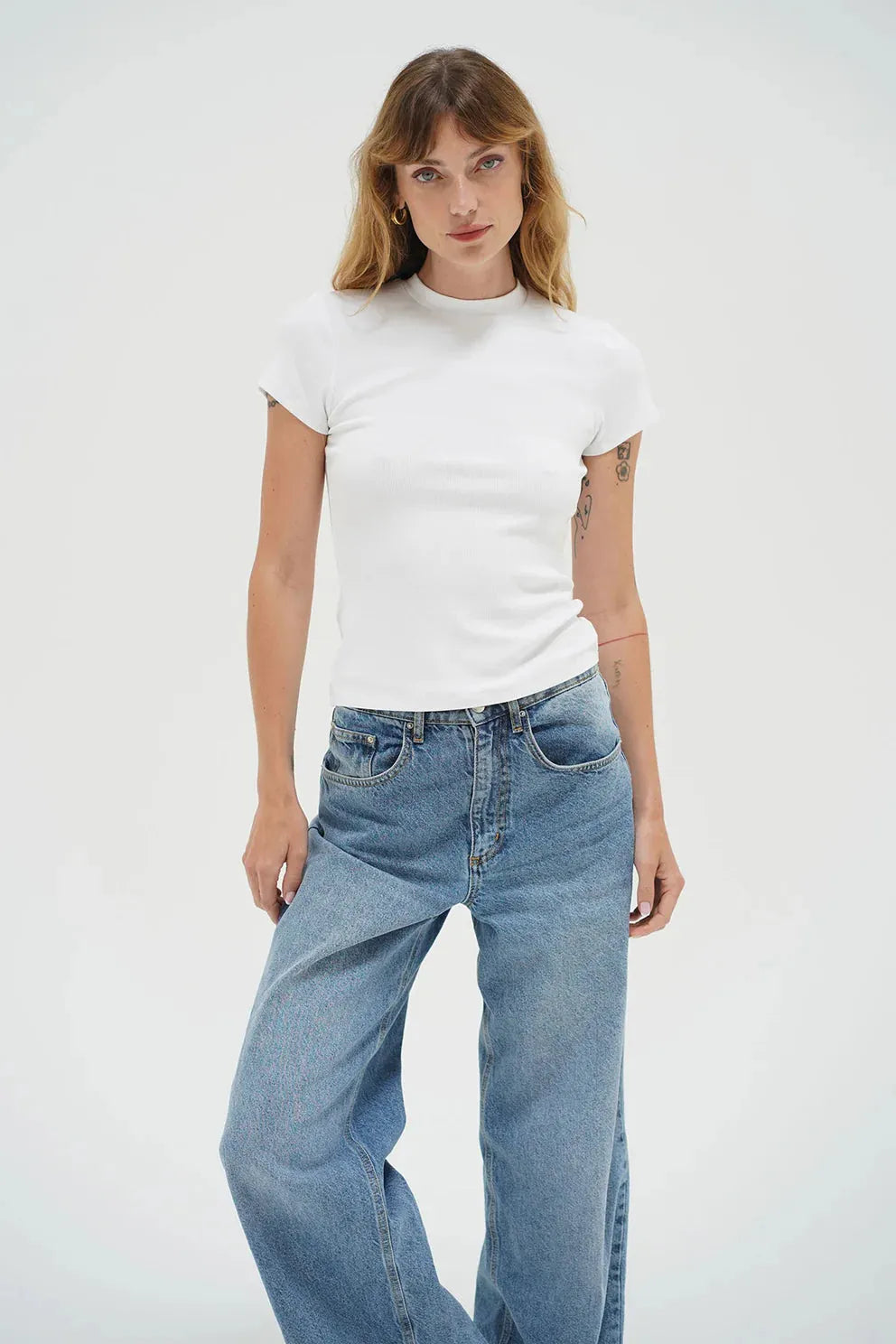 Fitted Ribbed Crew-Casual Tops-Happy on Main
