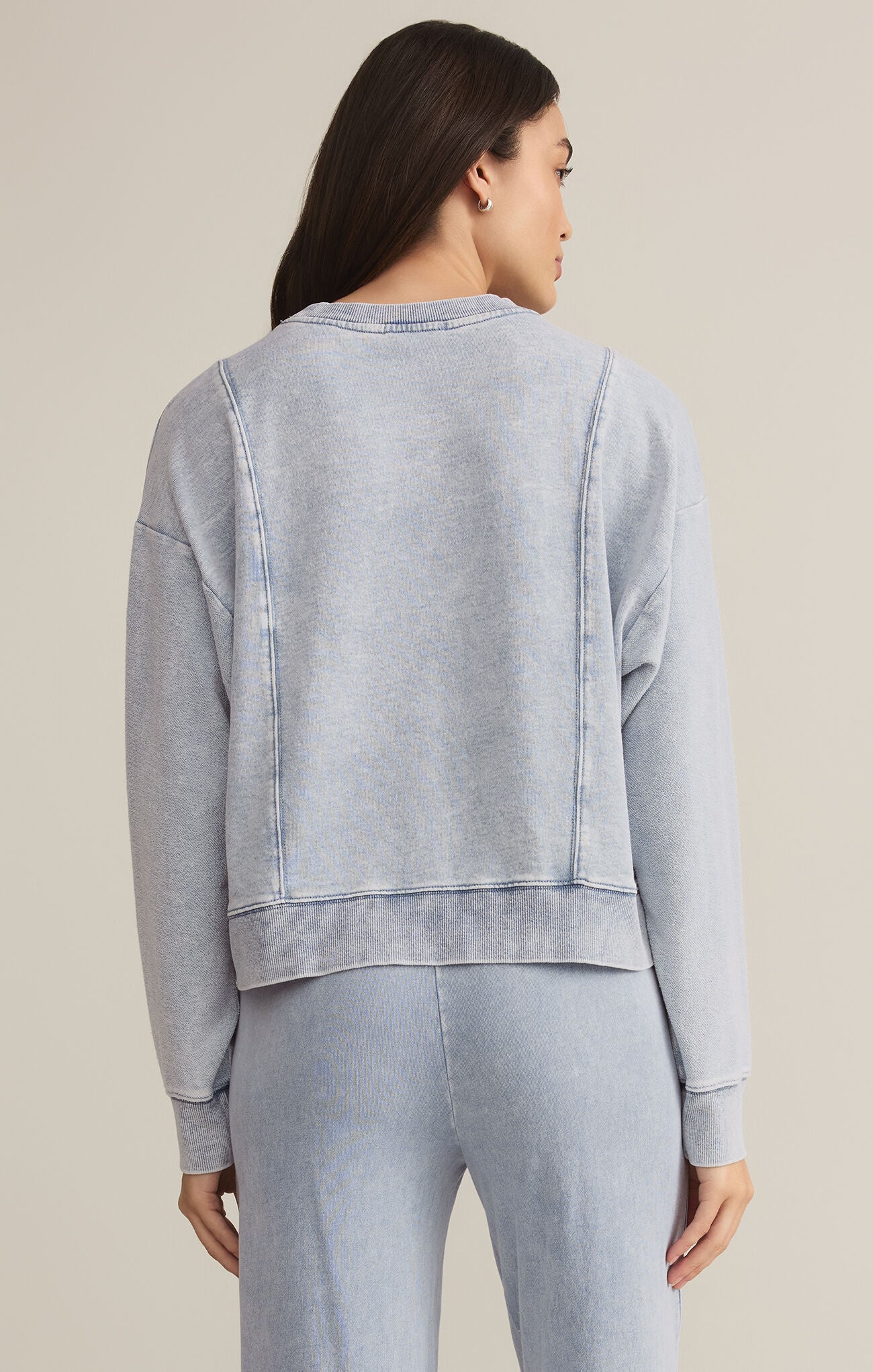 Lax Knit Denim Sweatshirt-Sweatshirts-Happy on Main