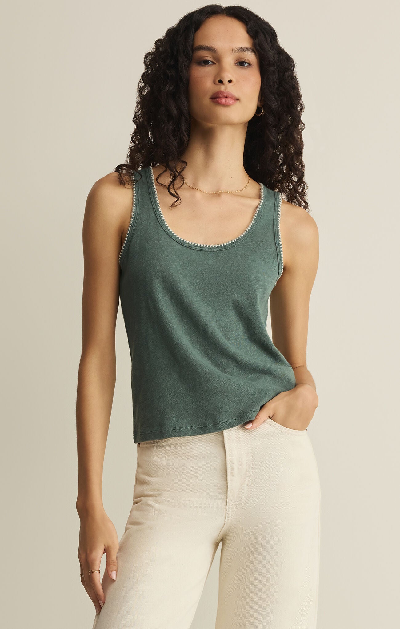Julian Crochet Tank - Everglade-Z Supply-Happy on Main