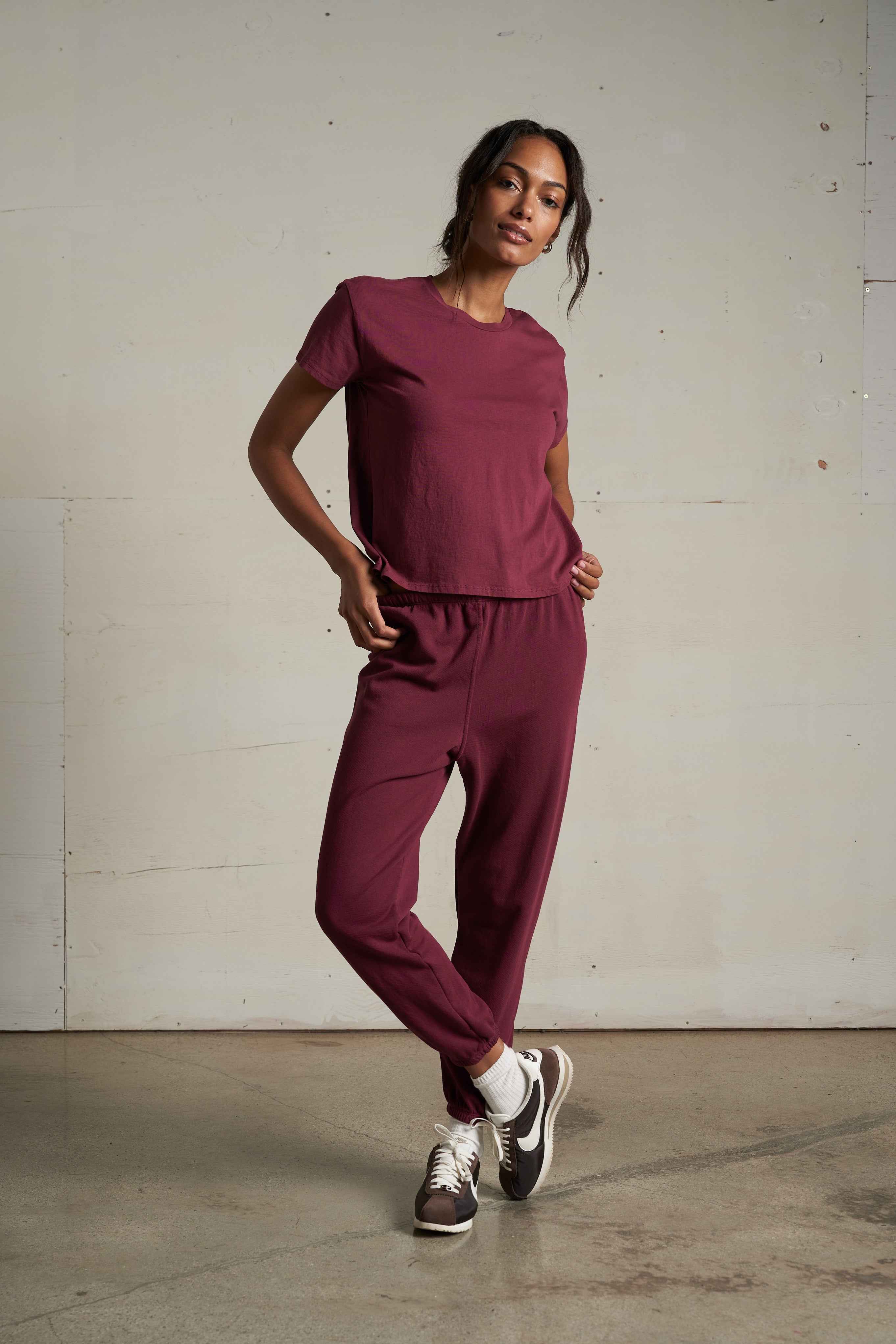 Johnny French Terry Easy Sweatpant - Dark Burgundy-perfectwhitetee-Happy on Main