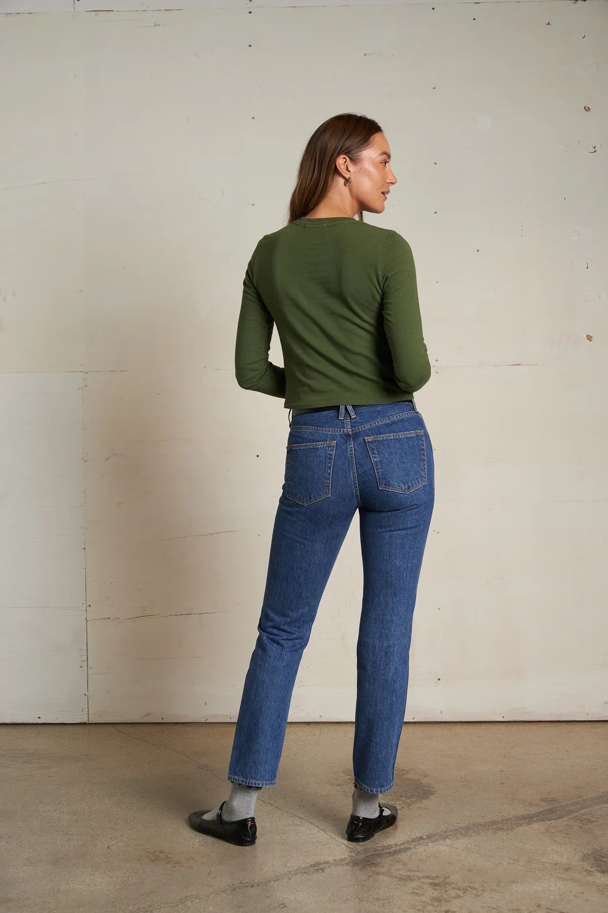 Jamie Recycled Cotton Long Sleeve - Fern Green-perfectwhitetee-Happy on Main