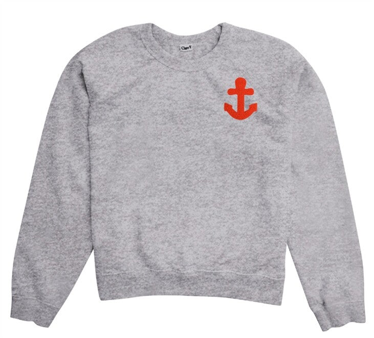 Le Court Sweatshirt - Petit Chenille Anchor - Grey Melange-Clare V.-Happy on Main