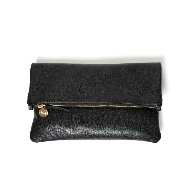 Foldover Clutch with Tabs - Black-Clare V.-Happy on Main