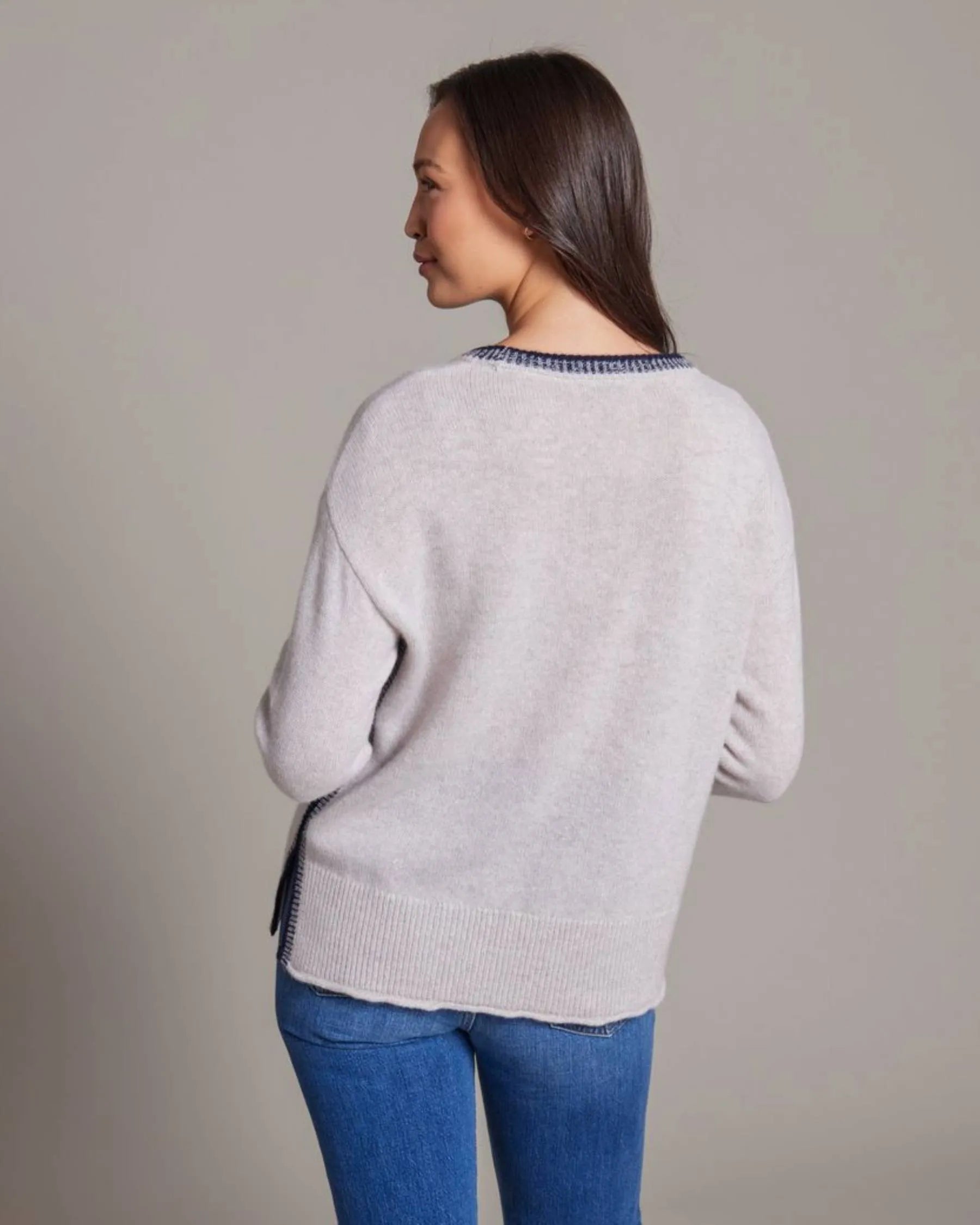 100% Cashmere Kennedy Plaited Trim Crew-Alashan Cashmere-Happy on Main