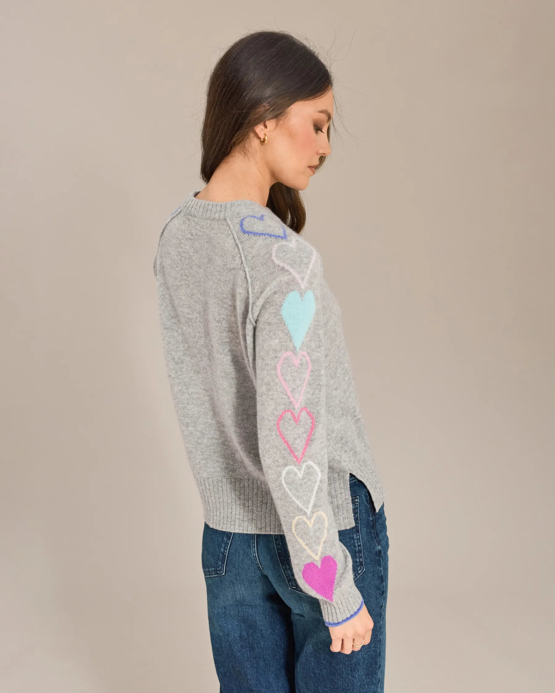 100% Cashmere Hearts & Hugs Crew Neck - Harbor-Alashan Cashmere-Happy on Main