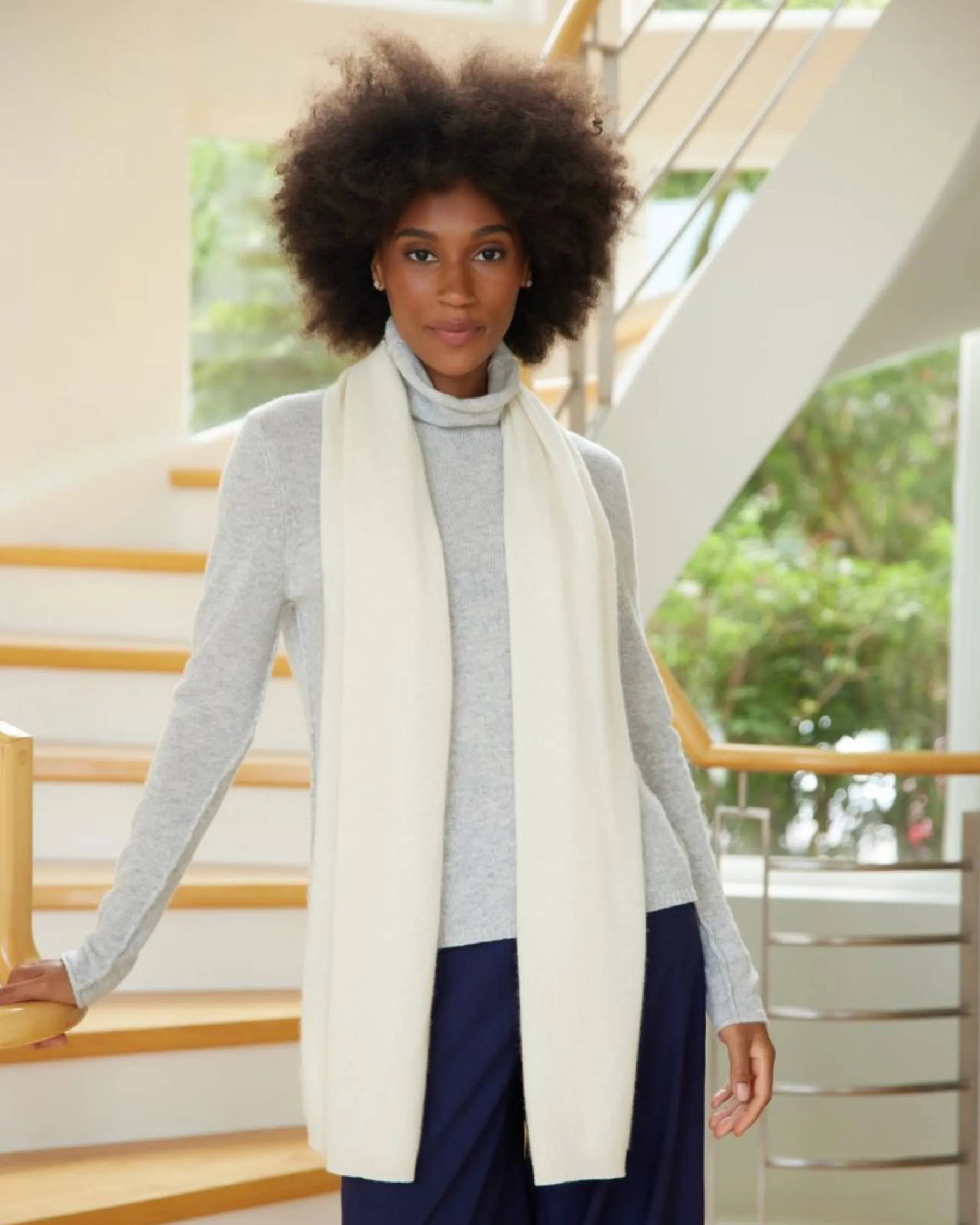 100% Cashmere Luxe Travel Wrap - Snow-Alashan Cashmere-Happy on Main