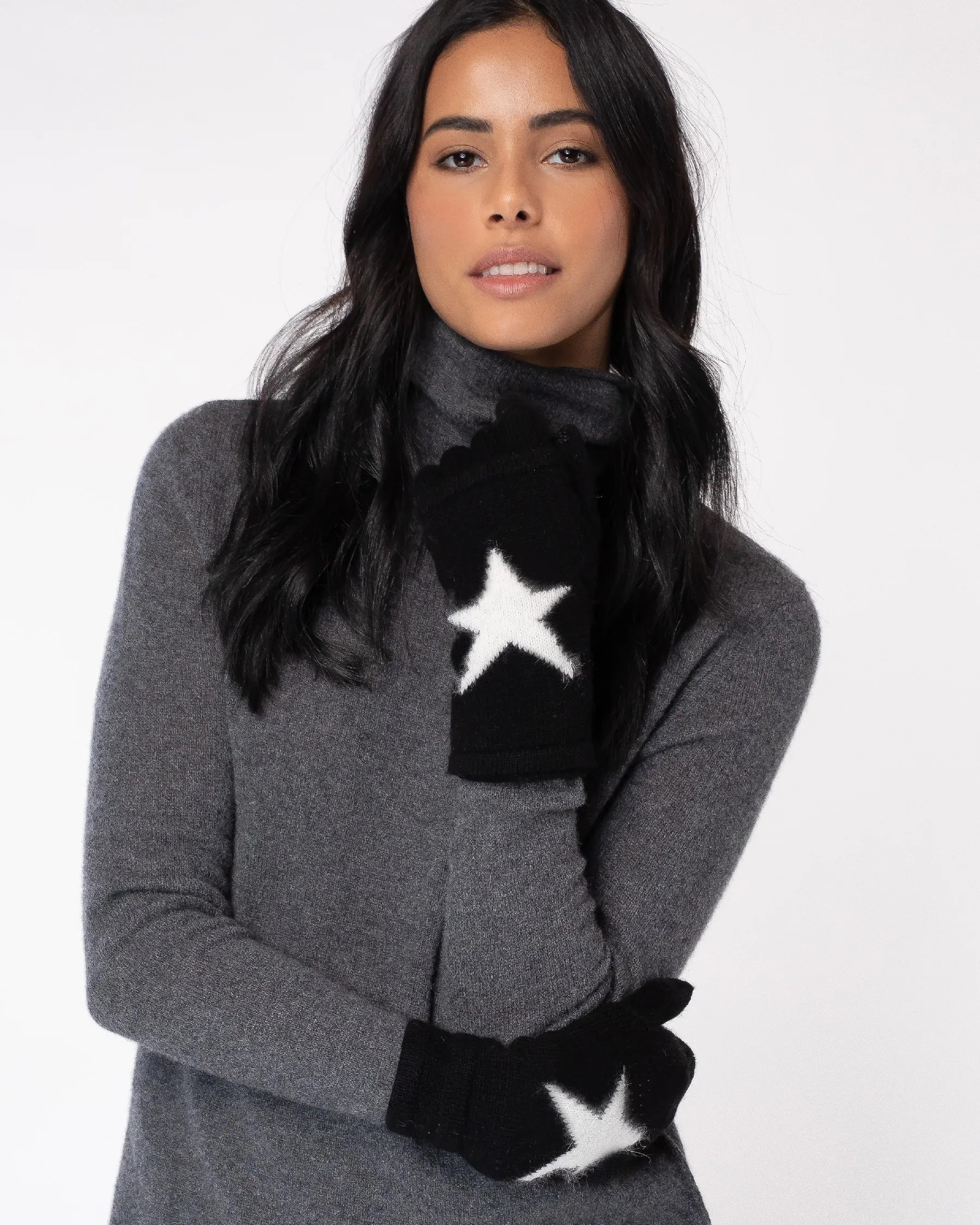 Cashmere w Angora Star Intarsia 3-in-1 Glove-Misc Accessories-Happy on Main
