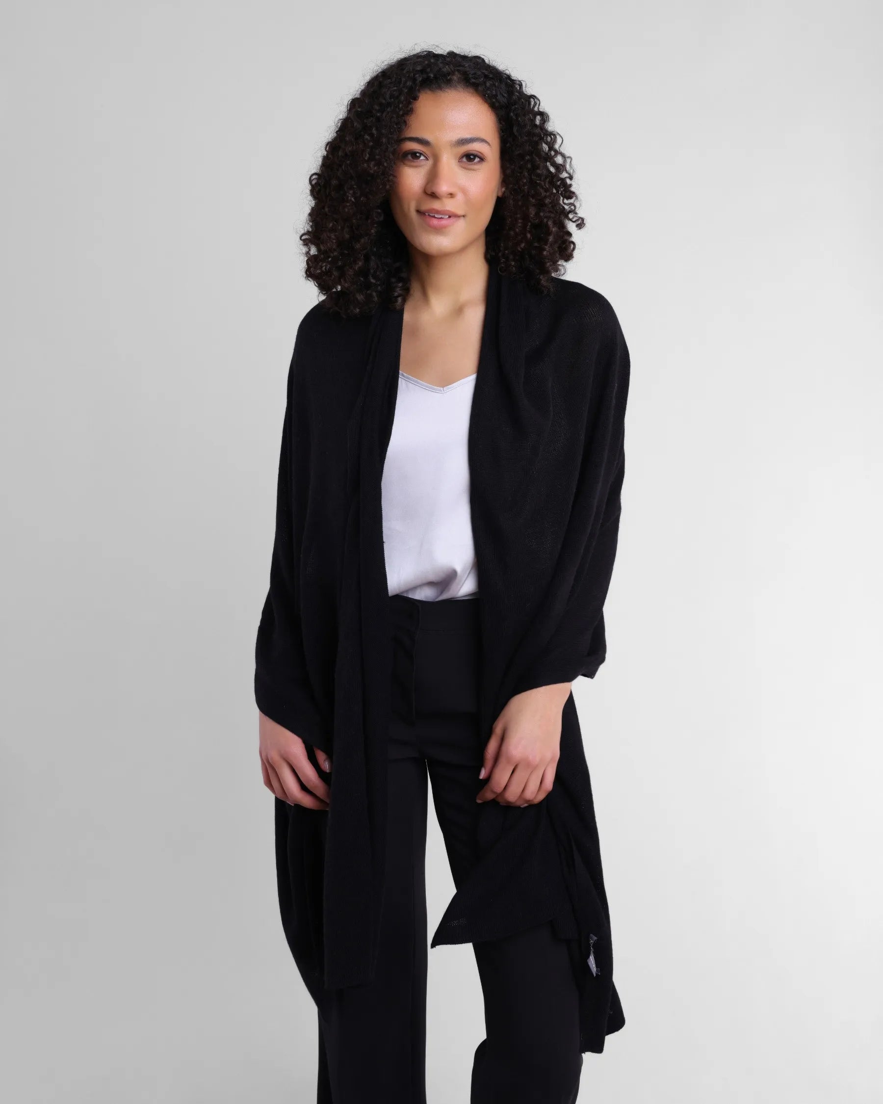 100% Cashmere Luxe Travel Wrap - Ebony-Alashan Cashmere-Happy on Main