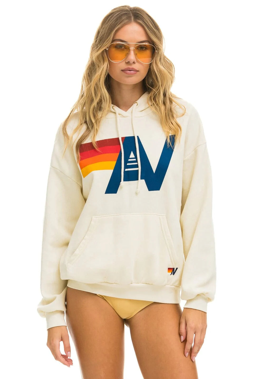 Logo Pullover Hoodie Relaxed - Vintage White-Aviator Nation-Happy on Main