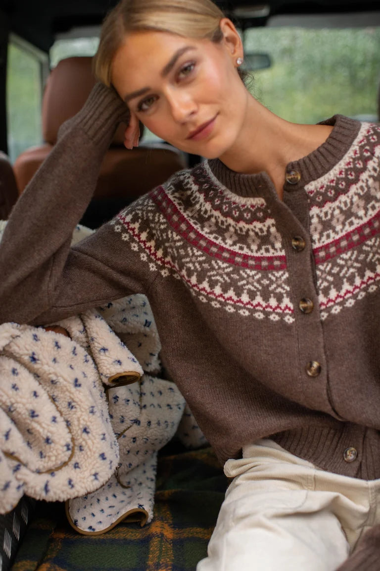 Louise Fair Isle Cardigan - Chocolate-Marea-Happy on Main